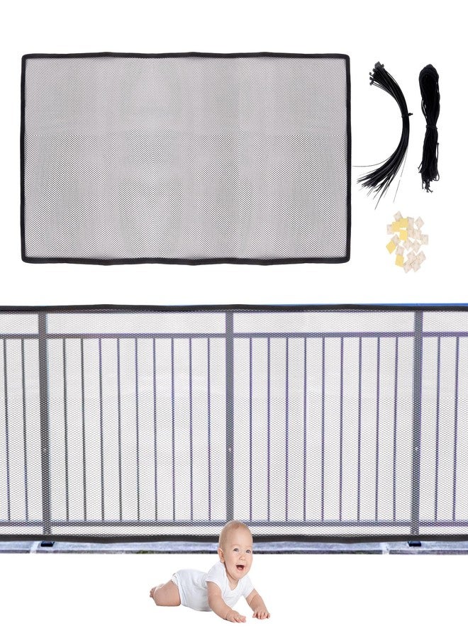 Klmnop Banister Guard for Baby - 15 x 3ft Balcony Safety Net for Kids and Pets, Stairs Rail Mesh with No Drilling Provides a Safe Environment for Your Child Pet(Black) - Image 1